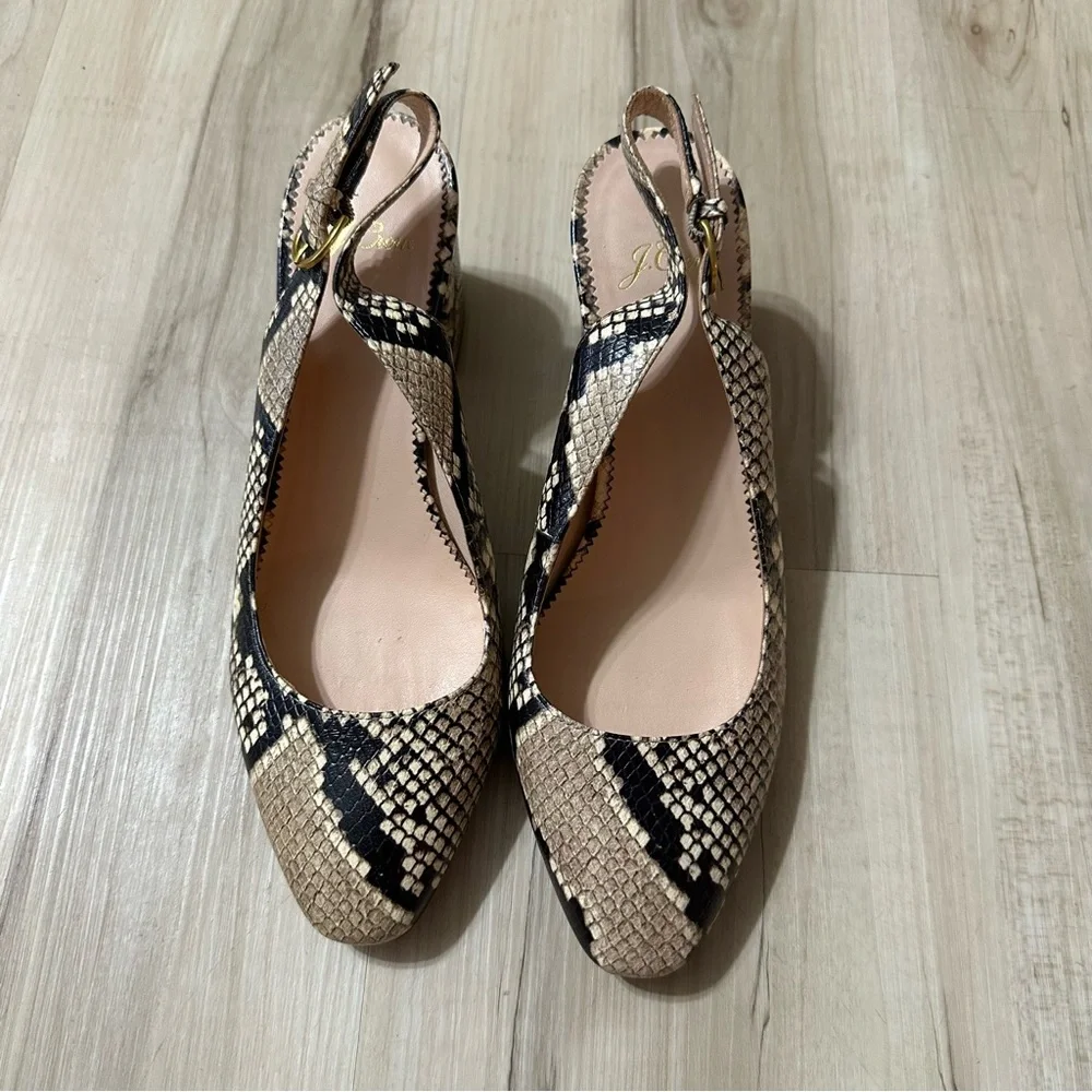 J.Crew Snake Embossed Leather Slingback Pump